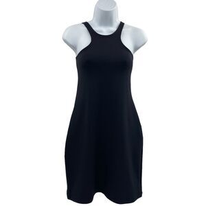 Daslu Strappy Bodycon dress Women Size Medium Black Scuba Stretch Party LBD